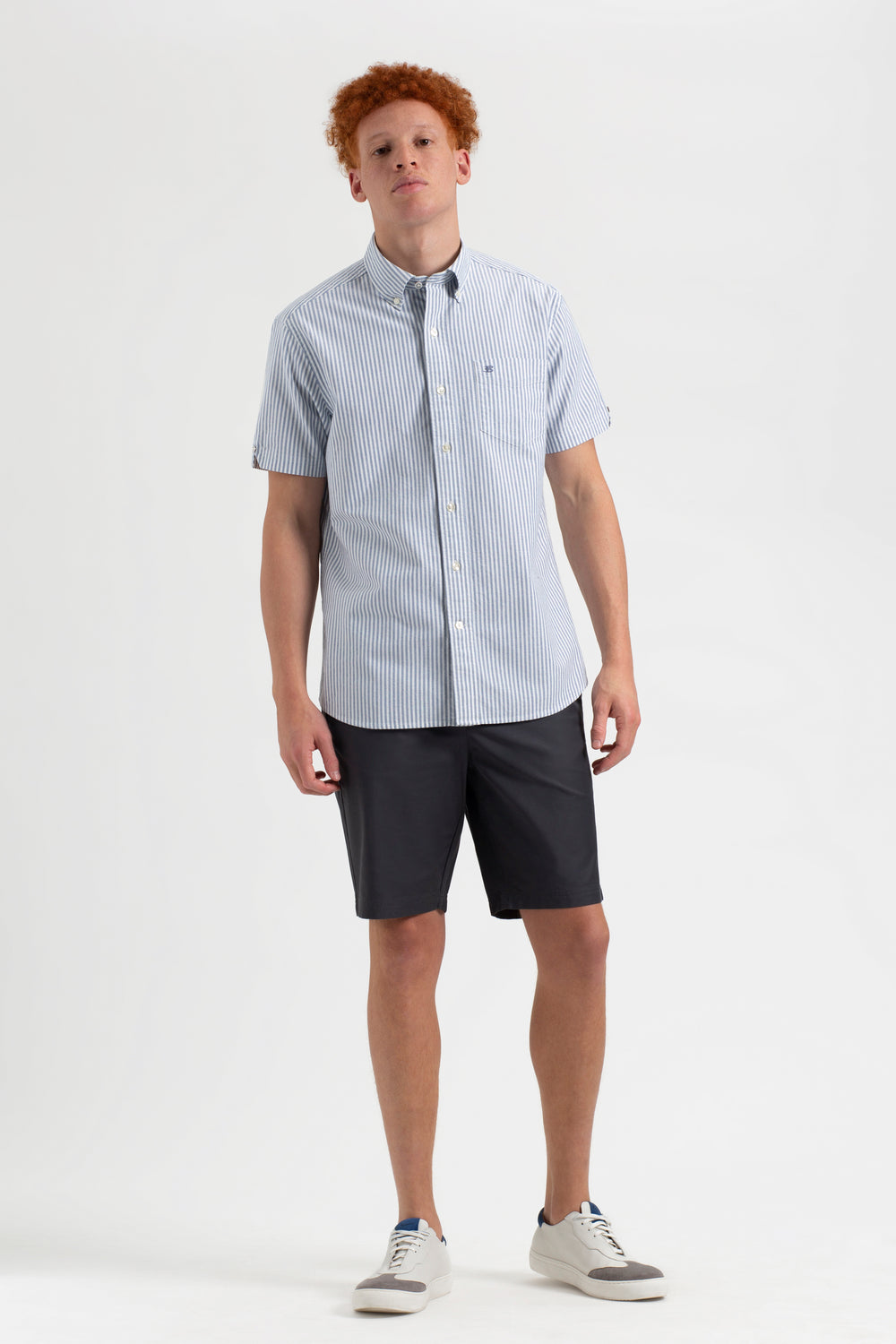 Chemises Ben Sherman Short Sleeve Brighton Oxford Organic Bengal Stripe Indigo Stripes | BYU-90400521